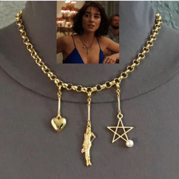 SOLD—White Lotus Lucia Greco Gold 7 Detachable Charms Necklace, Handmade Replica - Picture 10 of 16